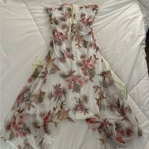 City Triangles Floral High Low Dress - Pink and White